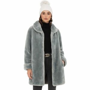 Gray Faux Fur Coat Soft Plush Winter Jacket Size‎ 12